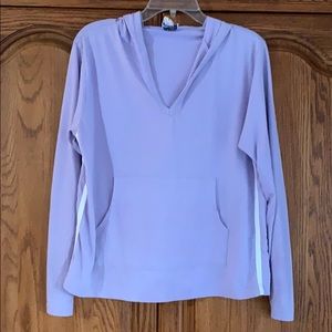 Purple Stitch Trend Long Sleeve Hooded Shirt